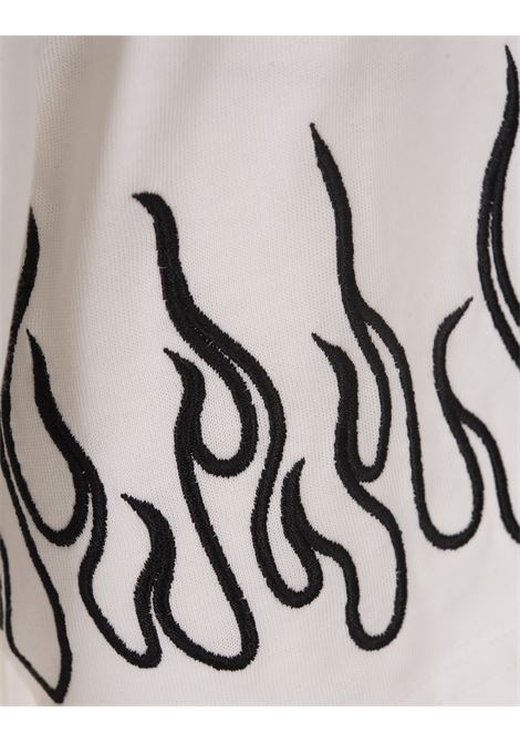 White T-Shirt With Embroidered Black Flames VISION OF SUPER | VS00861BIANCO